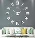 Large DIY Wall Clock Kit, 3D Frameless Wall Clock with Mirror Number Stickers for Home Living Room Bedroom Office Decoration-Silver