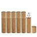 6 Pack Roll On Bottle,10ml Essential Oil Bottle Bamboo Shell,Clear Glass Inner with Stainless Steel Roller Ball Travel Perfumes Bottles Container Lip Gloss,Eye Cream Storage Opener&Pipette Included