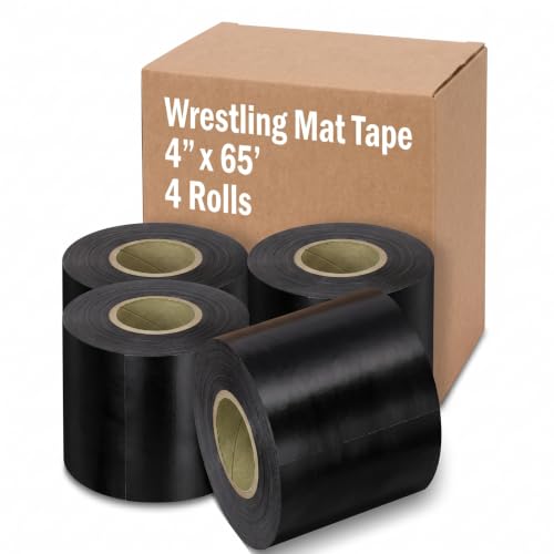 Pangda Wrestling Mat Tape 3/4 Inch for Exercise, 4'', Black, 4 Rolls
