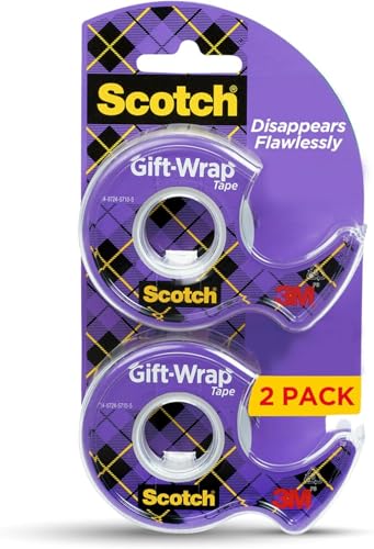 Image of Scotch Gift Wrap Tape, Invisible, 3 /4 in. x 600 in., 2 Tape Rolls with Dispensers