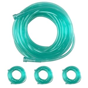 DWCHECK 3 Pack Oxygen Tubing,25Ft Green Crush Resistant Oxygen Supply Tubing,Non Kinking Durable Oxygen Tubes,Universal Interface,Individually Packaged