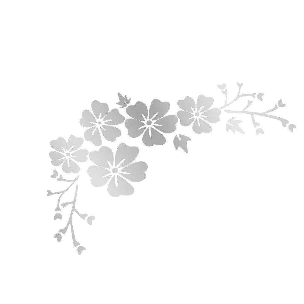 Car Sticker Blossom Flower Clusters Waterproof Vinyl Decal Body Door Window Exterior Decoration(Matt Silver,2pcs)