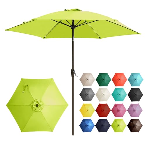 Ayge 7.5FT Large Outdoor Patio Umbrella Market Table Umbrella-UV Resistant, Easy Push Button Tilt and Crank, 6 Sturdy Fiberglass Ribs Heavy-Duty Pool Umbrella for Deck, Backyard,Garden, Yard