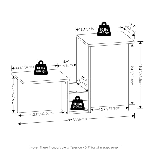 Furinno BOYATE Valley-Shaped Side Table with Open Shelf, Espresso - image 3