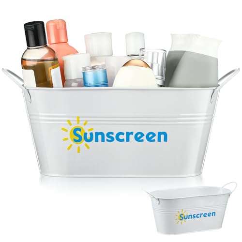 Blulu 2 Pcs Sunscreen Storage Bucket Metal Poolside Basket Pool