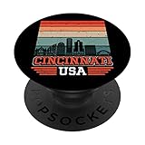 cincinnati usa ohio retro vintage sunset skyline cincinnati popsockets popgrip intercambiabile