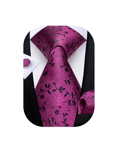 Image of DiBanGu Mens Paisley Tie Set Silk Woven Jacquard Necktie and Pocket Square Cufflinks Gift Set for Wedding Bussiness
