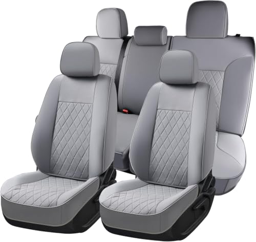 Image of Coverado Tacoma Seat Covers Full Set, Faux Leather Seat Covers Custom Fit for 2024-2026 Toyota Tacoma Double /Crew Cab Base Prerunner SR5 Limited TRD Sport Interior Covers (Gray)