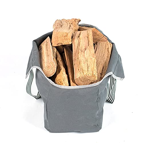 Luisvanita Firewood Carrier Bags Waxed Canvas Log Carrier Holders Camping Tote Firewood Storage Bag For Outdoor & Indoor Fireplace Wood Carrier With Handles (Grey) Gray #TOP5