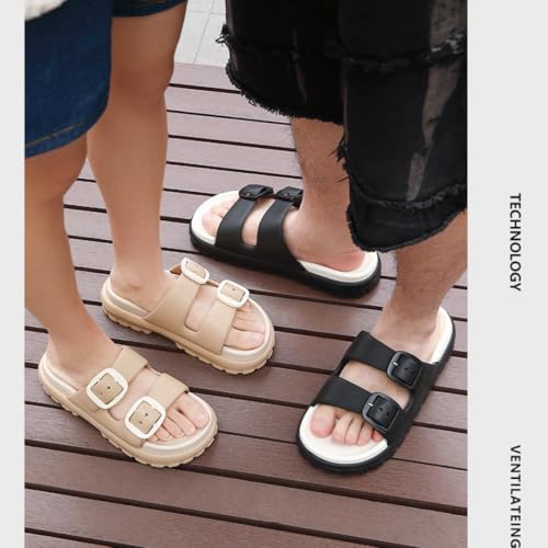 Image of Slipper for Women Men Flip Flop Double Buckle Pillow Sliders EVA Flat Sandals for Girls Boys Soft Open Toe Non Slip Platform Bedroom Outdoor Slippers