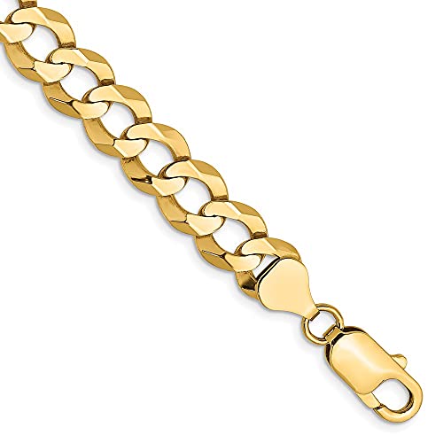 IceCarats 14K Solid Yellow Gold 8.3mm Cuban Curb Link Chain Bracelet