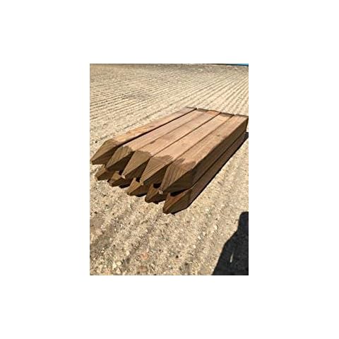 4wire 15 pack of strong 2 inch thick x 18 inch tall wooden square site and landscaping pegs 2" x 2" garden tree stakes Cover