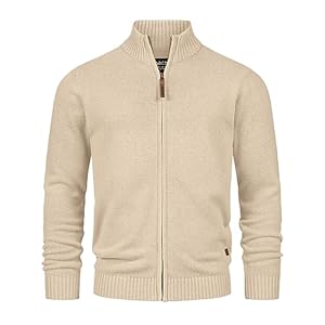 Indicode Herren INLut Strickjacke mit Stehkragen und Reißverschluss | Cardigan Feinstrickjacke für Männer
