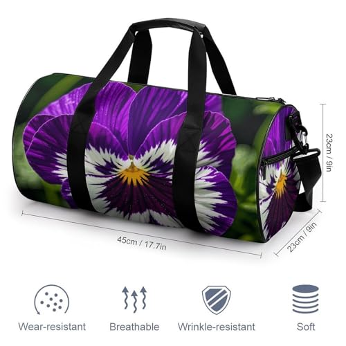 Pansy Perfection Gym Bag for Men Women, Sturdy Oxford Cloth Travel Bags with Removable Shoulder Strap, Waterproof Duffel Bag for Fitness, Travel, Yoga2