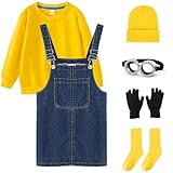 ハロウィン 子供服コスプレ 子供コスチューム 長袖+オーバーオールス+ニット帽+手袋+ゴーグル 5点セット オーバーオール トレーナー リトルイエローマン 子どもたち服 キッズ 仮装 [並行輸入品]