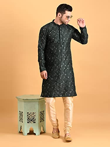 Image of Uri and MacKenzie Embroidery Silk Men's Kurta Pyjama Set