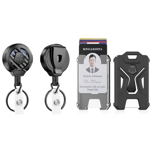MNGARISTA 2 Pack Upgraded Heavy Duty Retractable Keychain with Belt Clip & 2 Pack Heavy Duty Badge Holder Bundle