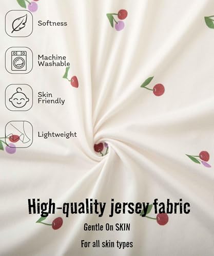 Image of SDY Jersey Cherry Crib Sheets for Baby Girls,52 inchx28 inchx8, 2 Pack,Pink Cute Kawaii Standard Oval /Retangle Fitted Crib Sheets for Toddler,Super Soft Breathable
