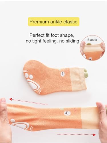 Toddlers Non Slip Socks Baby Non-skid Cartoon Socks with Grips Crew Socks for Girls Boys Infant Newborn 6 Pairs3
