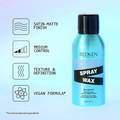 Image of Redken Spray Wax Infused with Vitamin E and Glycerin, 150 ml | Lightweight Fine Mist for Medium Control and Satin Matte Finish | Vegan Formula | for All Hair Types | for Women & Men