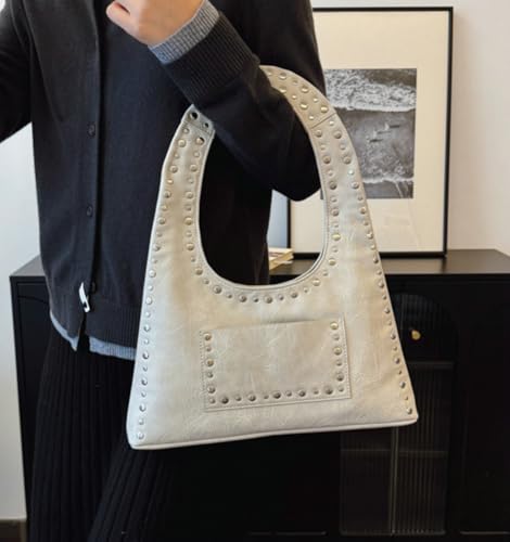 Studded Purses for Women Vegan Leather Handbag Vintage Y2K Tote Purse Stud Crescent Shoulder Bag Underarm Bag 20252