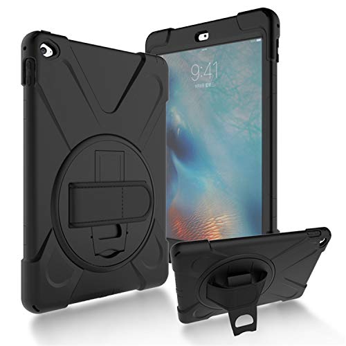Coque iPad Air 2 protection intégrale béquille 360 dragonne sangle épaule noir