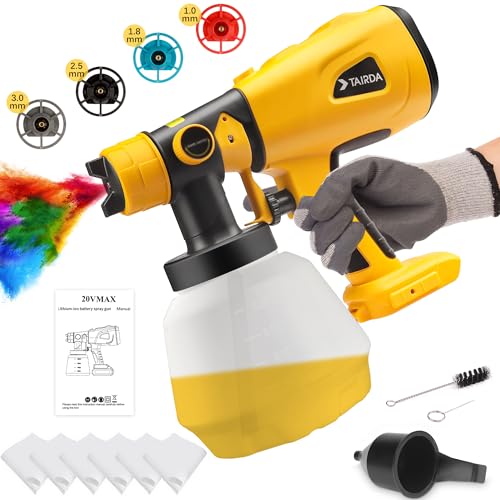 TAIRDA Cordless Paint Sprayer Compatible for Dewalt 20v 60v Battery (NO Battery), HVLP Electric Handheld Paint Sprayers with 1000ML Container, for House Furniture, Fence, Cabinets, Walls (Bare Tool)