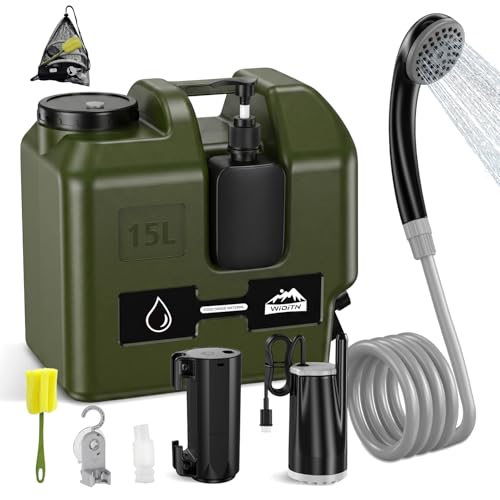 Ducha portátil para camping con recipiente de agua y spray potente miniatura 1