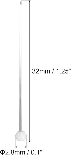 Miniatura 2 de PATIKIL Alfileres de costura, juego de 3 alfileres rectos de cabeza de vidrio para decoración de costura, color blanco