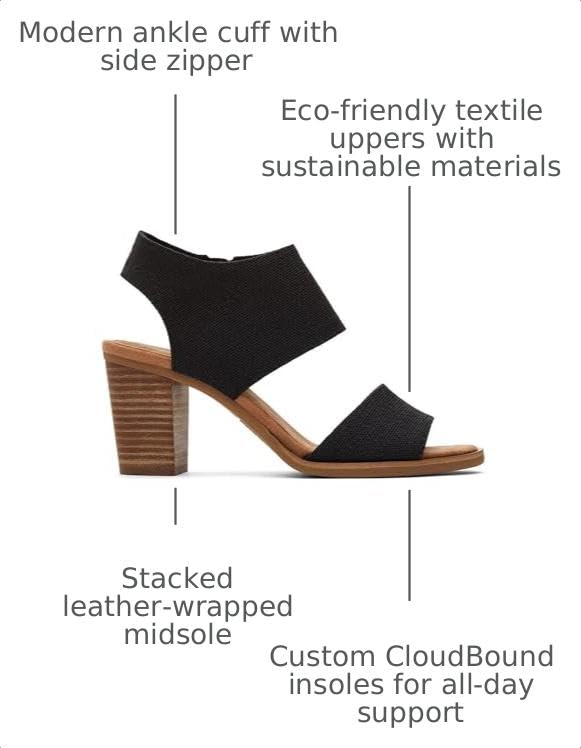 TOMS Women's Majorca Cutout Heeled Sandal, Black Melange Woven, 7.5 - image 3