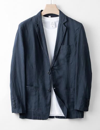 IDEALSANXUN Mens 100% Linen Blazer Casual Spring Summer Lightweight Suit Jackets Sports Coat2