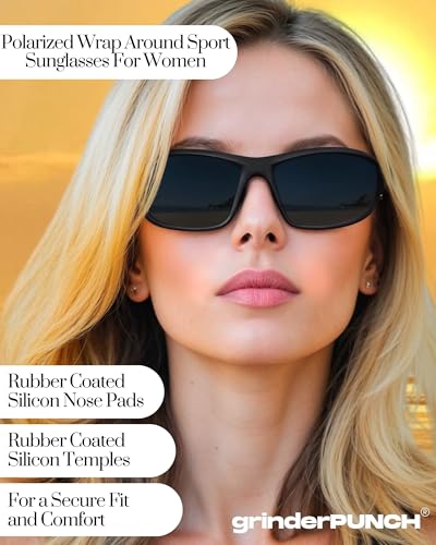 Image of grinderPUNCH Sport Polarized Sunglasses for Men & Women Baseball Running Cycling Fishing Golf Driving Shades Sun Glasses