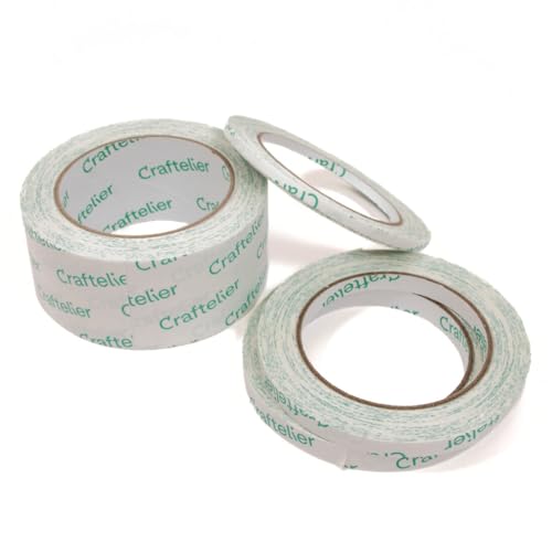 Craftelier - Kit de 4 Rollos de Cinta Foam Adhesiva de Doble Cara en Diferentes Tamaños para Manualidades | Perfectas para Pegar Papeles, Cartulinas, Fotografías y otros Materiales - Color Blanco