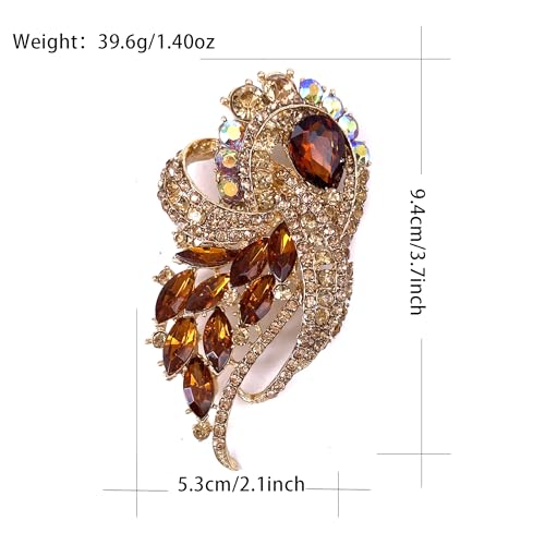 Image of LAXPICOL Vintage Clear Austrian Crystal Elegant Flower Bouquet Wing Brooch for Women