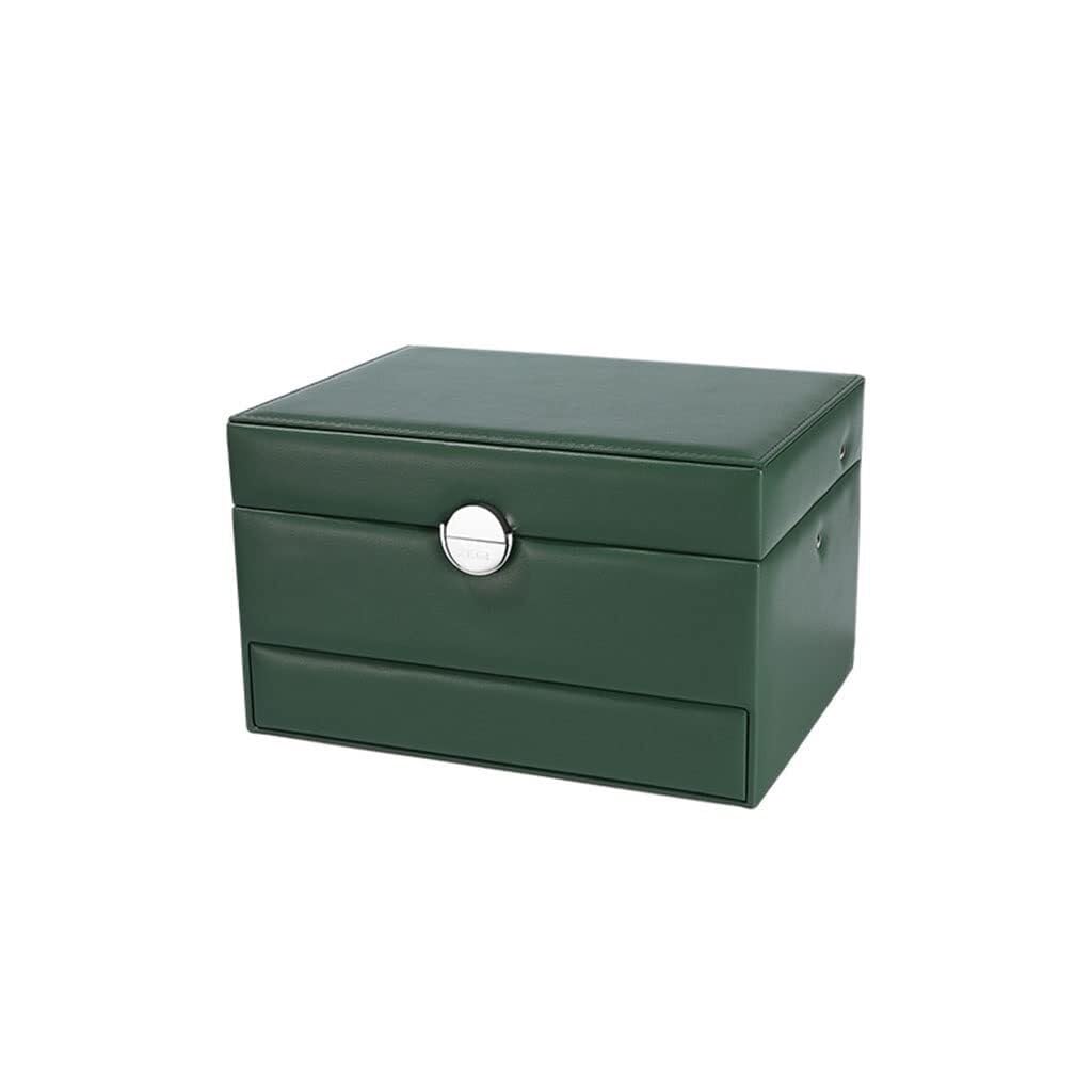 Joyero Organizador de Tres cajones con Espejo: de Cuero sintético, Ideal para Anillos, Collares, Pulseras, Pendientes y Relojes.