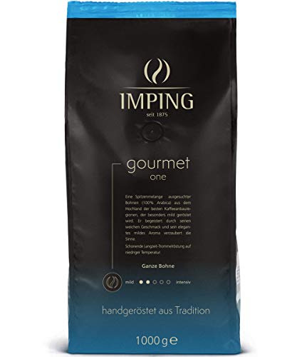 Gourmet One Kaffee Kaffeebohnen mild 1kg - Stärke 2/5 - Milde Spitzenmelange Ganze Bohnen 100% Arabica - Milder Bohnenkaffee handgeröstet aus deutscher Traditionsrösterei Cover