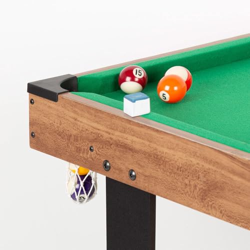 ColorBaby 85434 Amerikanischer Billardtisch für Kinder und Erwachsene, 121 x 61 x 70 cm, aus robustem Holz, inklusive 2 Queues, 16 Kugeln, 1 Kreide, 1 Bürste und 1 Dreieck, 2-4 Spieler, 6 Jahre und