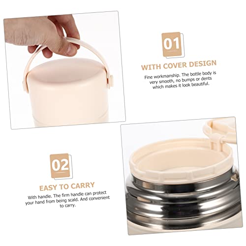 Termo de comida térmico de acero inoxidable 850ml contenedor al vacío portátil beige 6