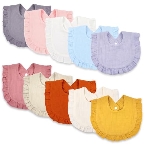 Image of Baby Bibs Muslin Bibs for Baby Girl Boy for Drooling and Teething 10 Pack