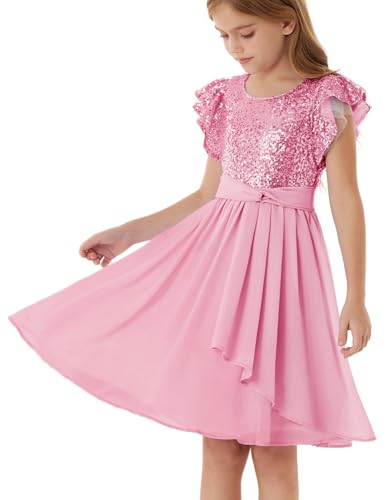 GRACE KARIN Girls Sequin Dress Party Birthday Prom Formal Fancy Midi Dress 5-12 Years