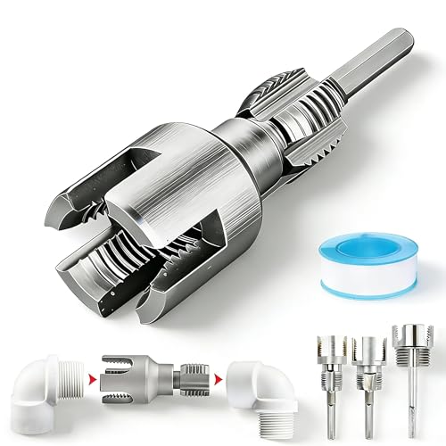 4 In 1 Water Pipe Wrench 1/2 3/4 Pvc Pipe Threader Kit Universal 4 In 1 Water Pipe Threader Set Electric Drill Compatible Tapping Set For Plumbing Repair & Installation (1/2)