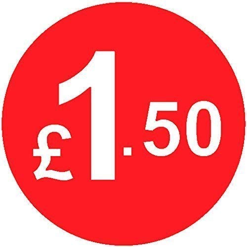 Pack of 500-20mm Price Stickers/Labels - Choose from 10p to £95 - Bright Red - Many Prices to Choose from (£1.50 - Red) — image 1