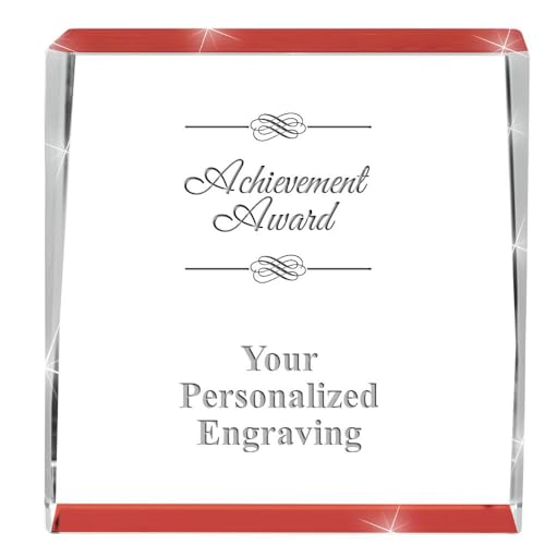 Crown Awards Personalized 3" Engraved Achievement Red Spotlight Crystal Award