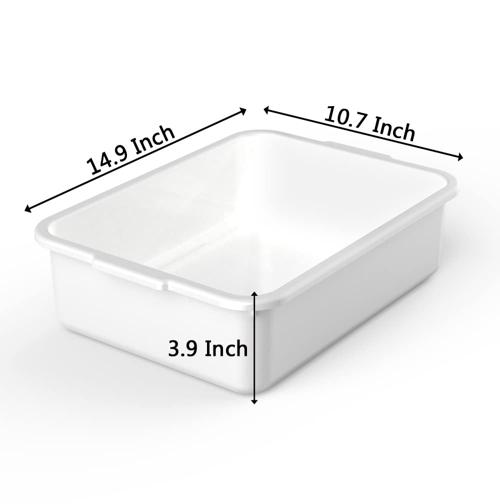 5-Pack Commercial Bus Tubs Box/Tote Box, White Plastic Storage Bin with Handles/Wash Basin Tub (8 Liter) image 2