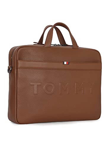 Image of Tommy Hilfiger Galveston Men Leather Business Case Tan