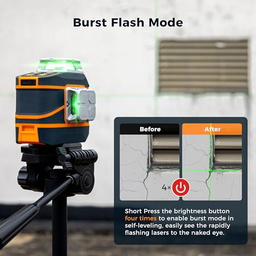 Image of CIGMAN Laser Level CM-801 Laser Level Self Leveling 3x3603D Green Cross Line for Decoration and Picture Hanging with Two Rechargeable Batteries, Remote Controller and Magnetic L-Shaped Bracket