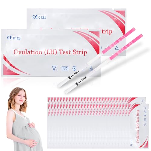ZYNERY 55 Ovulation Test Strips Kit LH Test de Ovulacion Alta Sensibilidad Tiras Ovulación Profesionales para Familias que Están Tratando de Concebir y Monitorear el Ciclo Natural de la Ovulación