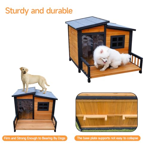 Large Indoor Outdoor Dog House,Wood Insulated Dog House,Weatherproof Outside Shelter with Elevated Floor,Easy to Assemble(39.3" L x 37.5" W x 30" H) - Image 5
