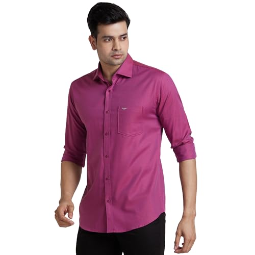 Image of Park Avenue Men's Solid Pattern Slim Fit Pure Cotton Full Sleeve Cut Away Collar Casual Shirt