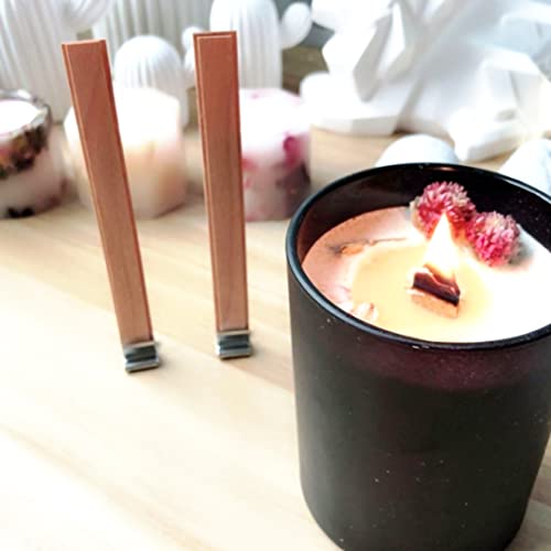 50 piezas pabilos de madera para velas con base de acero miniatura 4